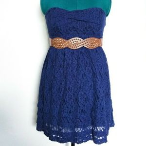 ✨Host pick✨🌷Blue Lace Dress and Belt Bundle🎁